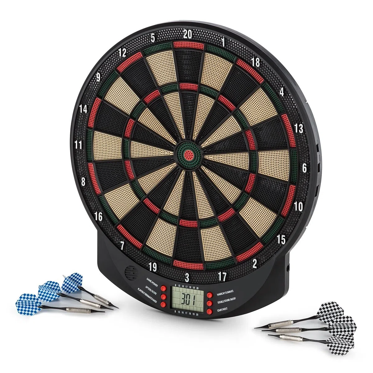 Oneconcept Dartomat - Tablero de Dardos electronico con Indicador LED, Diana Electrónica, Tablero de Dardos, 26 Juegos Disponibles, hasta 8 Jugadores, Accesorios Montaje Incluido, Negro