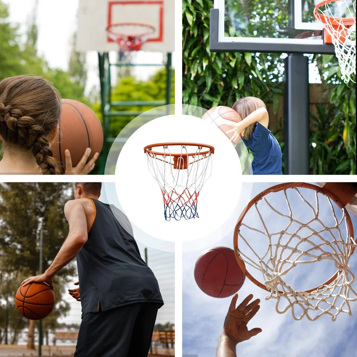 Canasta de baloncesto para adultos, canasta de baloncesto de acero, llanta de baloncesto multiusos de acero, borde de baloncesto resistente, resistente al desgaste, para patio trasero, entrada