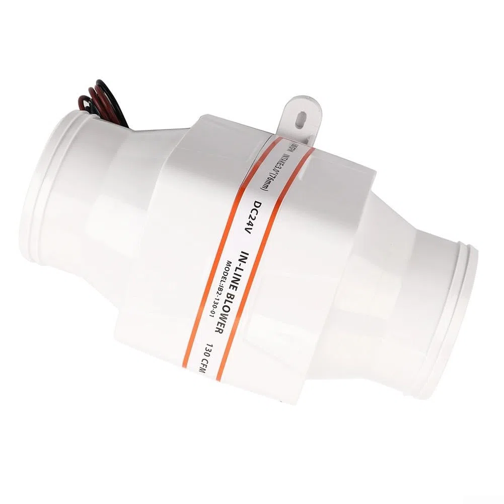 Soplador de sentina marino de 3 pulgadas, ventilador de ventilación en línea de 130 CFM, extractor de aire de alto flujo para yate, caravana, barco, cabina, cabeza de galera, plástico ABS