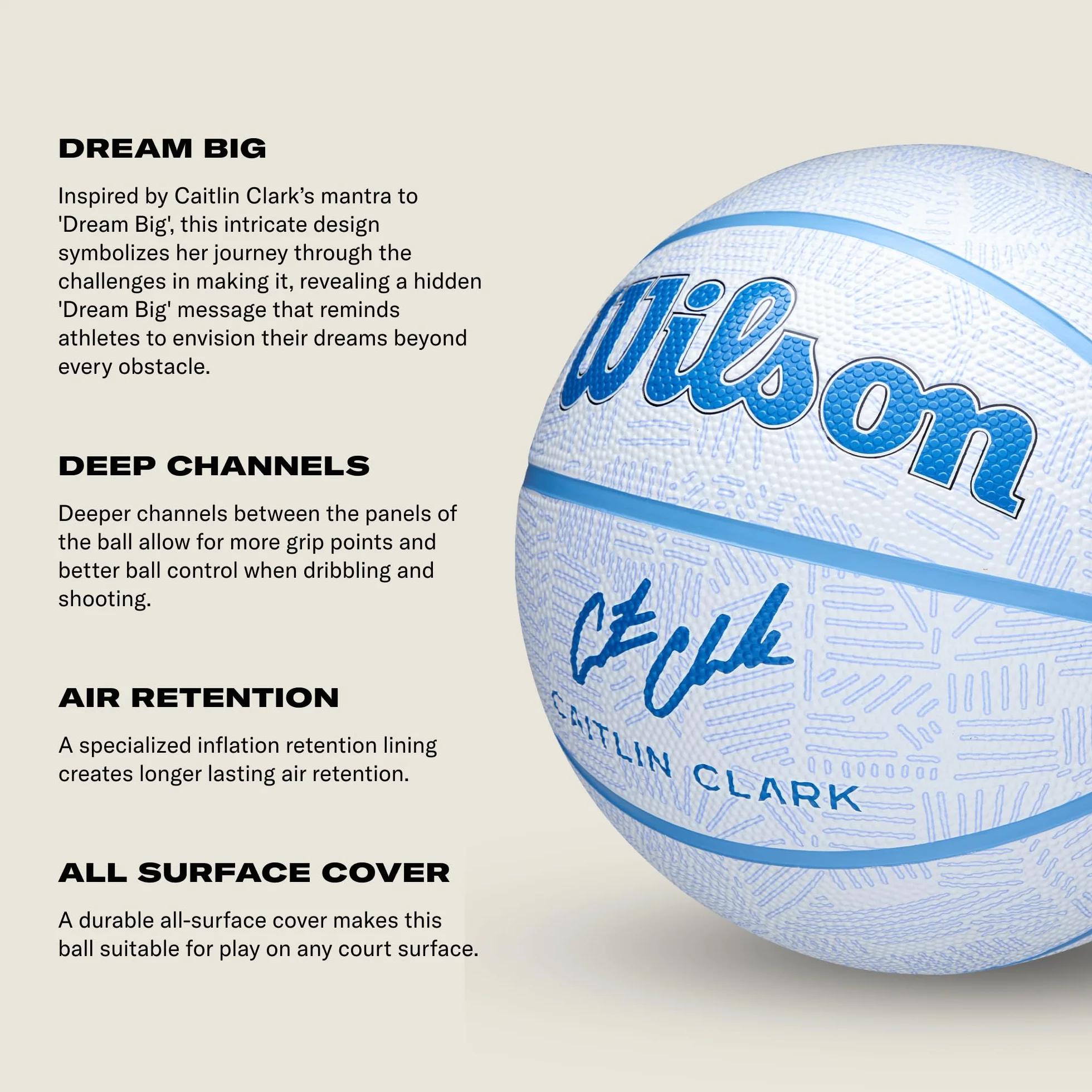 Wilson Balón de Baloncesto Caitlin Clark Envision, Azul, Tamaño 6