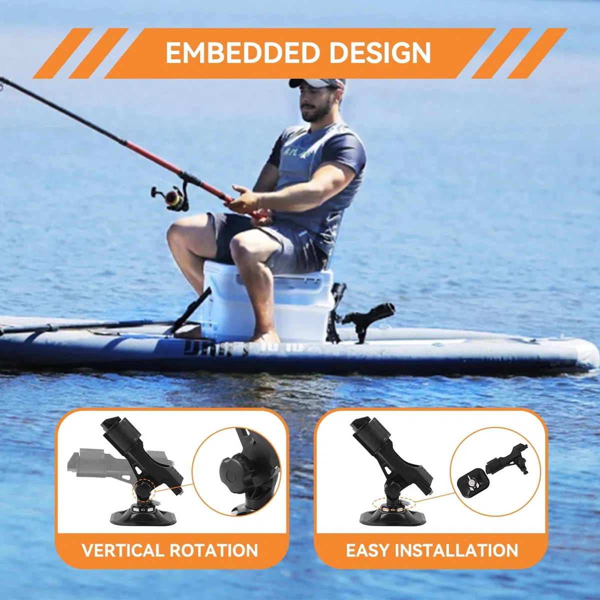 Soporte para cañas de Pescar en Kayak, PVC Soporte Antideslizante para cañas Pescar en Kayak, Soporte Ajustable para Aparejos de Pesca, Soportes Extensibles cañas de Pescar para Pesca en Playa