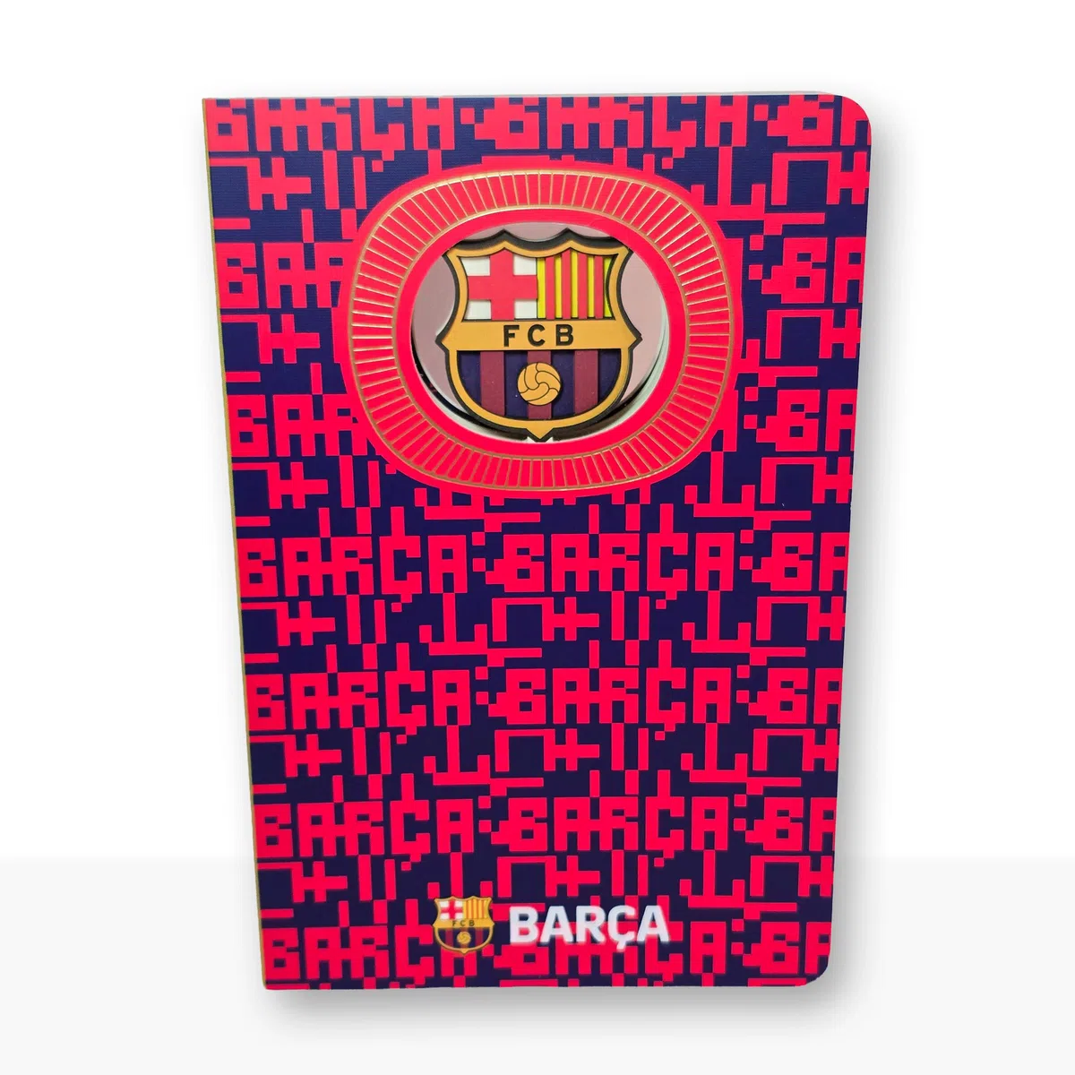 Cuaderno FC Barcelona BARÇA en 3D - encuadernación con Lomo Textil y Acabados de Calidad - 120 páginas de Hojas sin pautar - Color Azulgrana - Tamaño A5