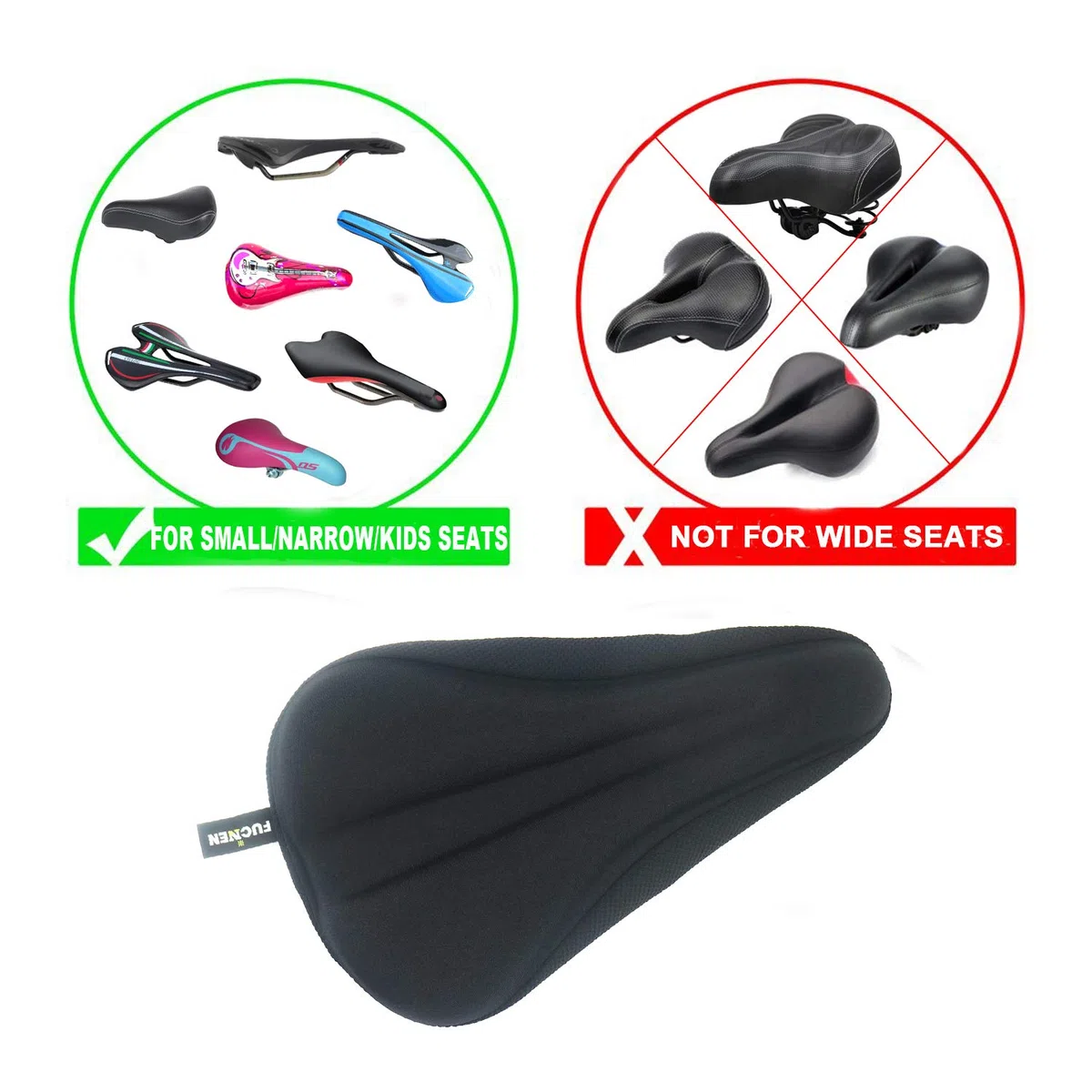 Funda de gel para asiento de bicicleta de 10.5 x 6.3 pulgadas, acolchada, tradicional, pequeña, para bicicleta de carretera, montaña, ciudad, ciclismo, gran ayuda en las llagas del sillín