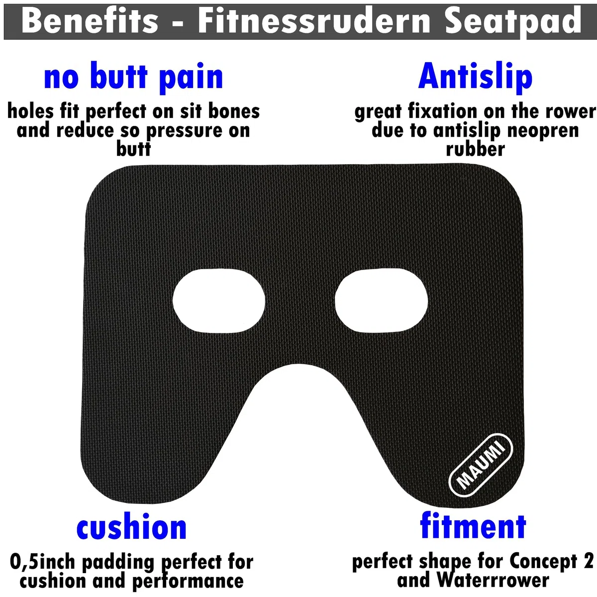 MAUMI│ Cómodo cojín de Asiento para Concept2 WaterRower Indoor Rowing Remo │ Asiento Acolchado es Antideslizante schweissfest Duradera …