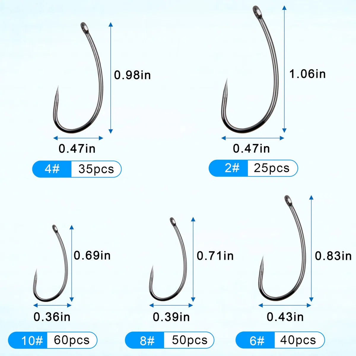 Juego de anzuelos sin barbas, 210 unidades, anzuelos de pesca para carpa, anzuelos sin barbas, círculo, curva, carpa, anzuelo para pesca de agua dulce y agua salada