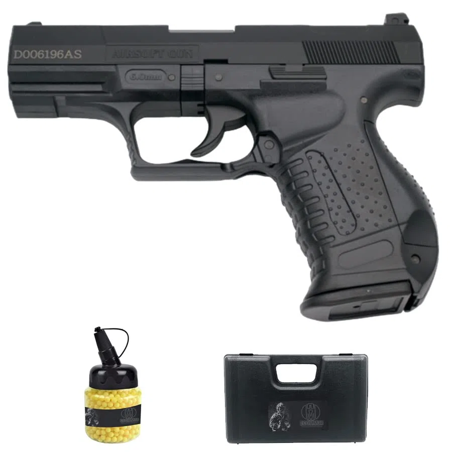 HFC 120N Negra (Muelle) | Pistola de Airsoft Calibre 6mm + maletín + munición Bolas PVC