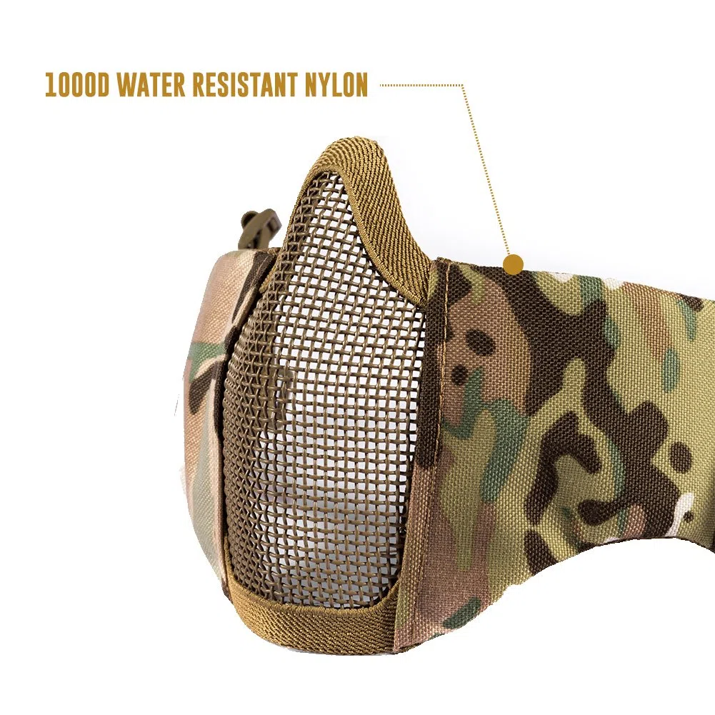 OneOneTigris Máscara Facial Plegable para Airsoft de Malla con protección auditivaTigris Máscara Facial Plegable para Airsoft de Malla con protección auditiva, Color Negro, tamaño 20cm x 15cm