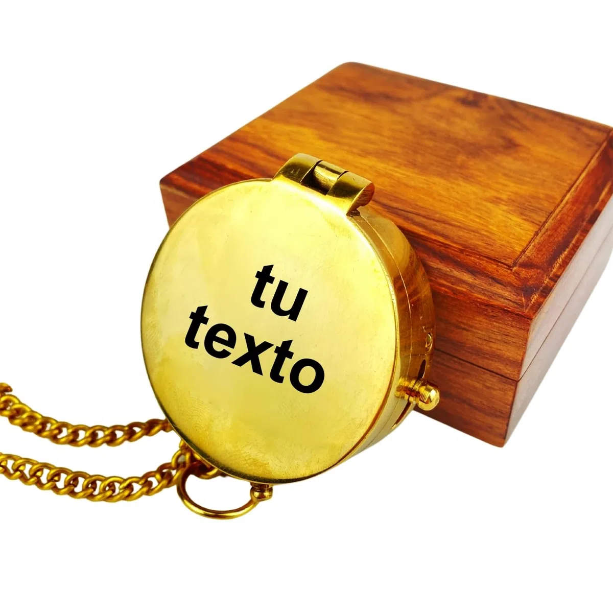 Brújula con tu Texto Personalizado, Funda de Piel o Caja Regalo de Madera Disponible, Vintage