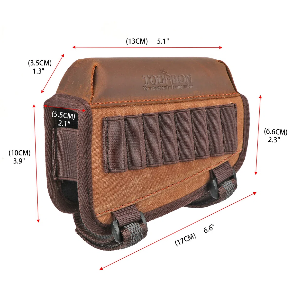 TOURBON Culata de Lona Encerada Resto de mejilla Estuche para Cartuchos de Rifle para diestros