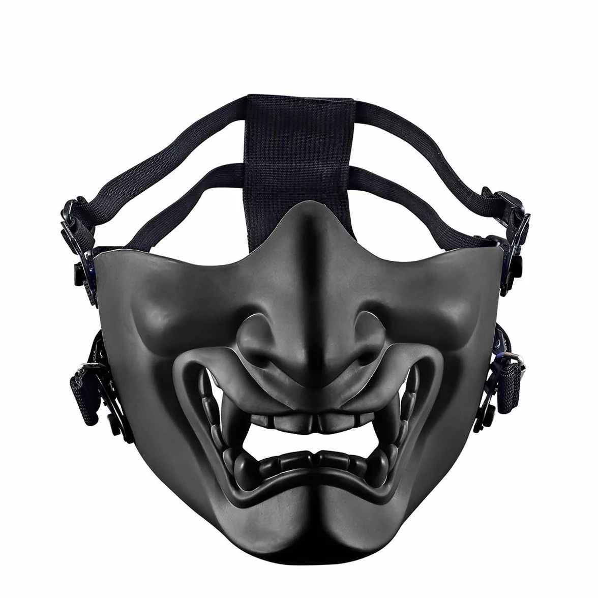 Airsoft - Máscara de media cara, monstruo demonio malvado, Kabuki, Samurai, Hannya Oni, máscara protectora de media cara, baile de máscaras, fiesta, Halloween, juego de guerra Cs