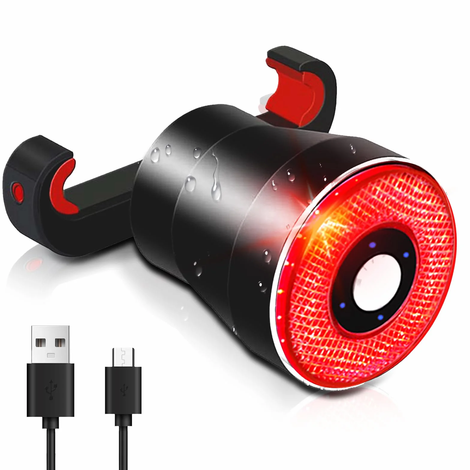 EBUYFIRE Luz Trasera de Bicicleta Inteligente Recargable USB, Super Brillante Rojo Luz LED Bici, Impermeable, Faro Trasero Bici para Máxima Seguridad de Ciclismo
