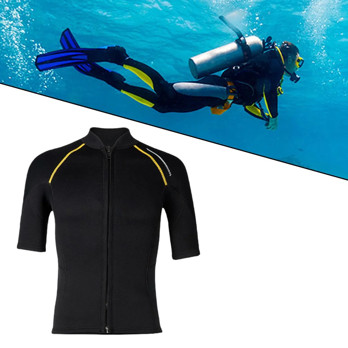 harayaa Chaqueta de Neopreno para Hombres, Traje de natación con Cremallera Frontal, 1.5 mm