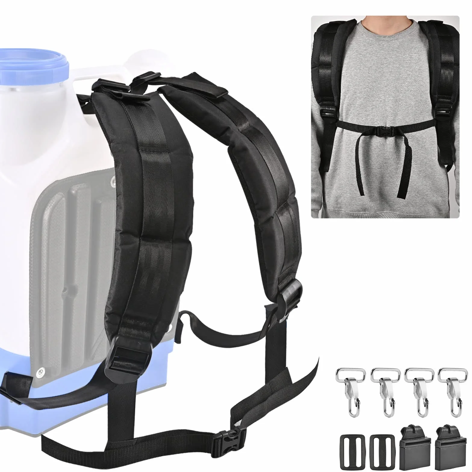Correas de Repuesto para pulverizador de Mochila, Correas de Hombro con Accesorios e Instrucciones (Idioma español no garantizado)