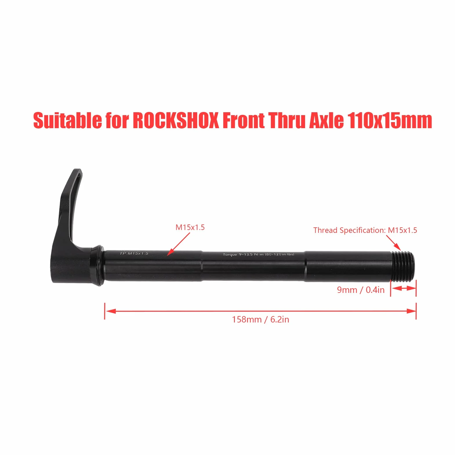 Pincho de Liberación Rápida con Eje Pasante para Bicicleta, Pincho Delantero de Aluminio de Alto Rendimiento para Bicicleta para(L: 158 mm)