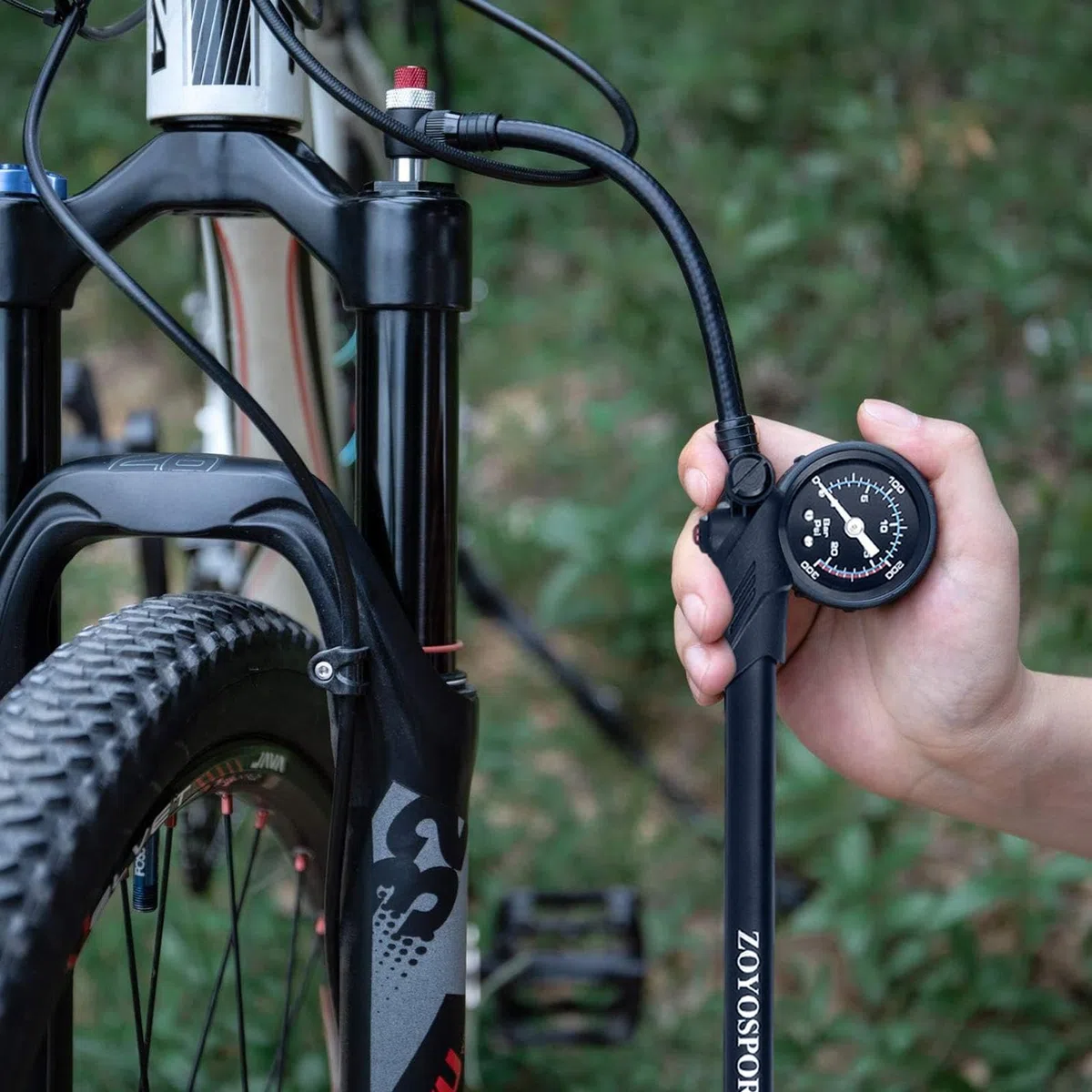 Bomba amortiguadora de Bicicleta de montaña - Herramienta de Aire de 300 PSI para la suspensión con medidores | Inflador de Bicicleta portátil con válvula de ventilación, Accesorio Compacto