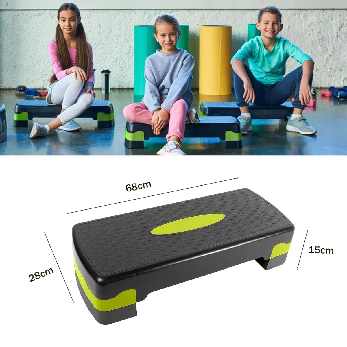 Step de Aeróbic Plataforma Step para Fitness con Altura Ajustable de 10/15cm, Antideslizante, Carga 250kg