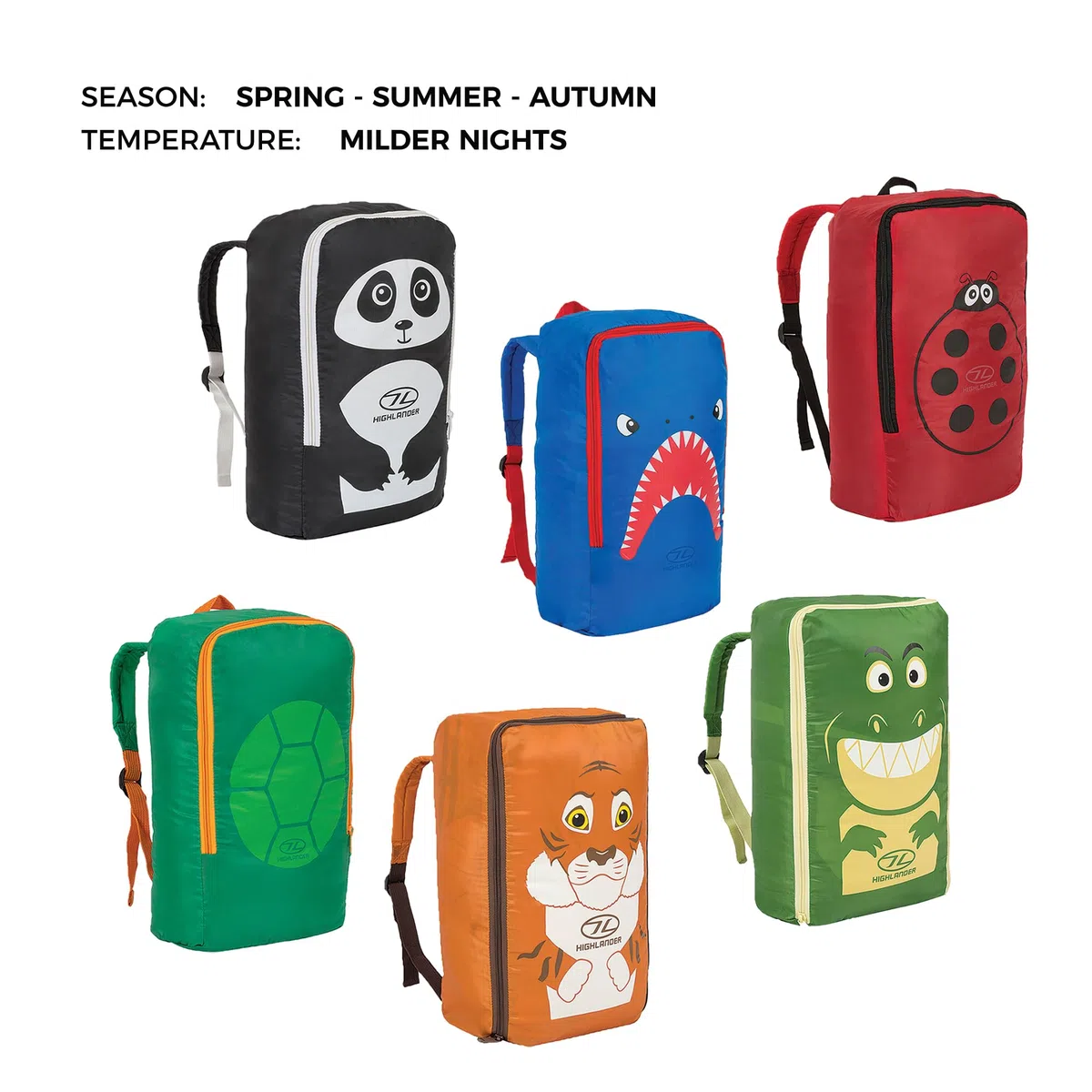 Highlander - Saco de Dormir para niños, Estilo Momia, Mochila de Transporte temática para un fácil Transporte, Ligero y cálido, Camping, Senderismo y Fiestas de Pijamas. Sacos de Dormir