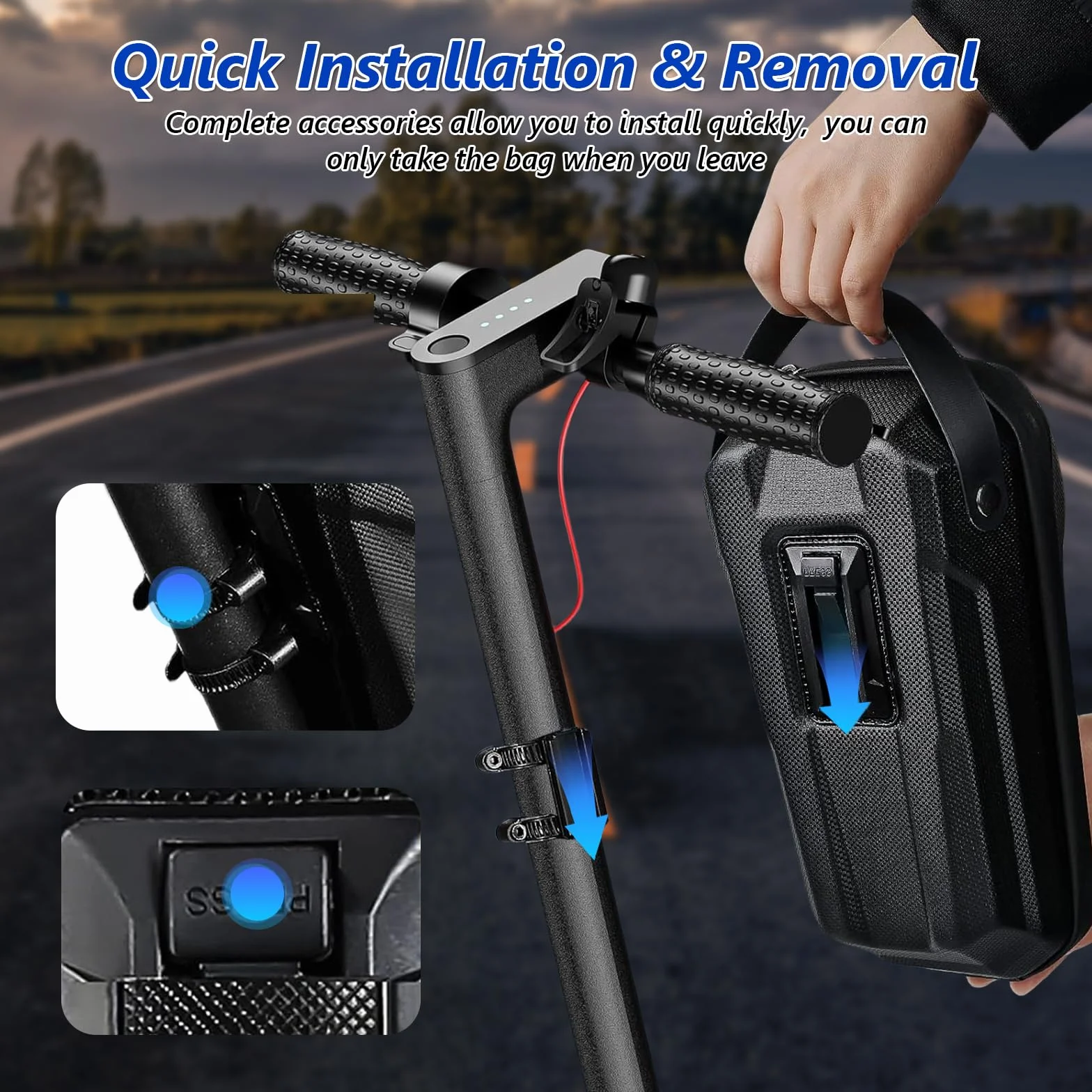 flintronic 3L Bolsa De Manillar Scooter Eléctrica, Scooter Bolsa De Tubo Frontal, Bolsas de Almacenamiento Impermeable EVA, para Xiaomi MI Mijia M365 Sedway Ninebot E ES1/2/3/4