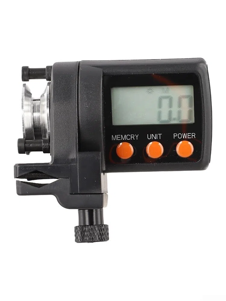 Contador digital de línea de pesca para pescadores, medición bidireccional de 199,9 m a 999,9 m, pantalla LCD ajustable, construcción de ABS + aleación de aluminio, cubo de 6 cm, 70 g