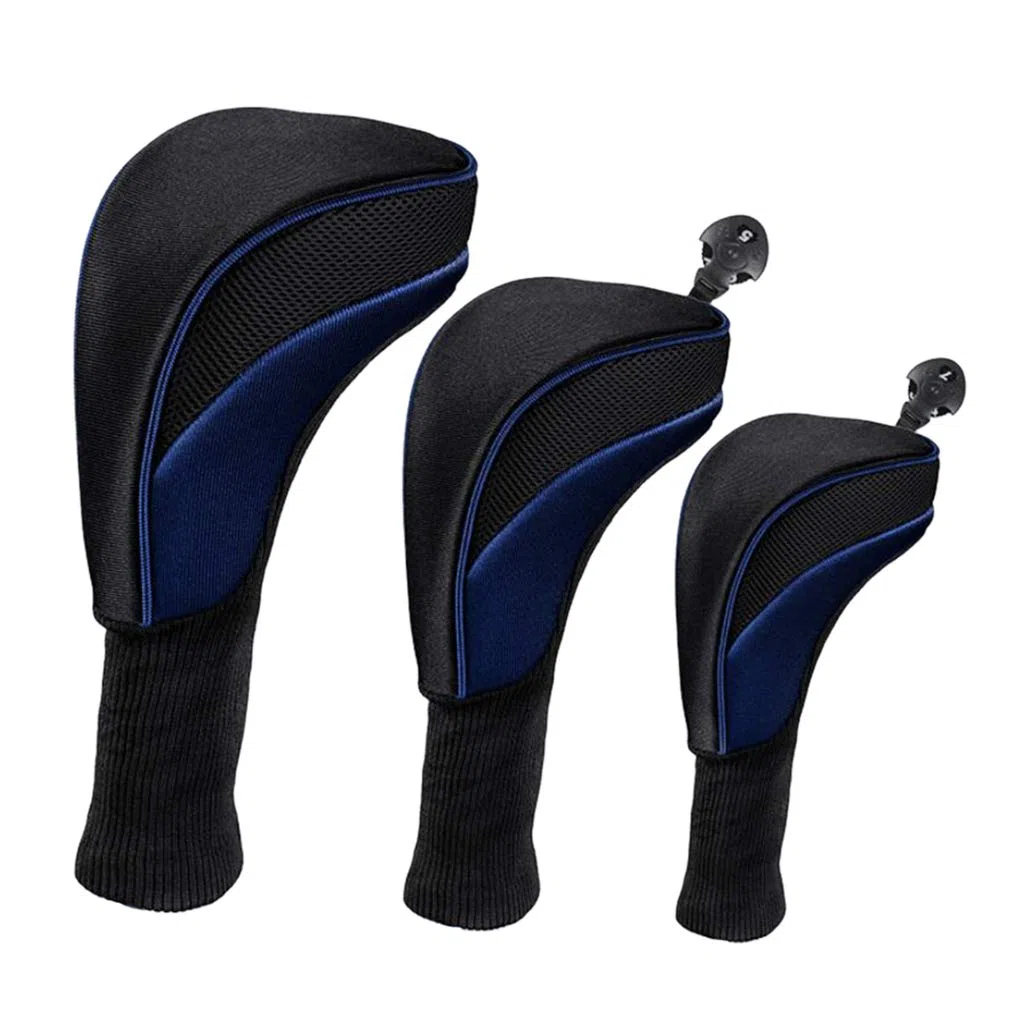 3pcs Golf Wood Top Long Neck 400cc Driver Headcover Proteger