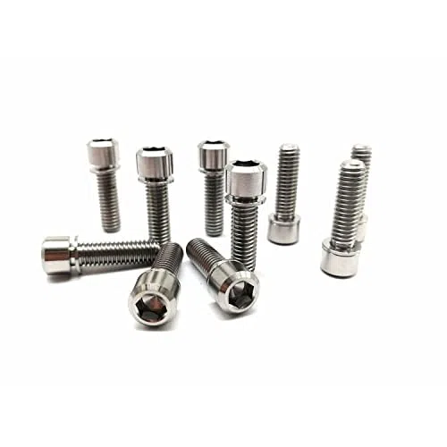 RISON-Titanium Pernos de Vástago de Bicicleta en Titanio M5x16mm, 5 Piezas Tornillos de Varilla de Bicicleta Pernos de Fijación para Potencia Bici, Soporte de Botella de Agua Bici MTB