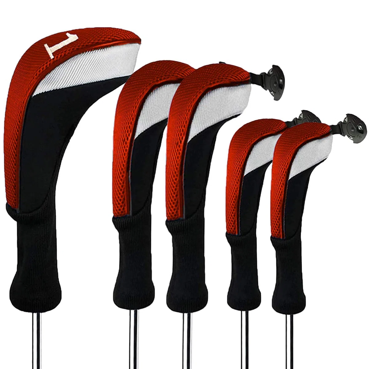 FINGER TEN Fundas para cabeza de palo de golf para palo de golf, cubierta larga, híbrida, Fairway, fundas para cabeza con etiqueta intercambiable con número de etiqueta intercambiable, ajuste