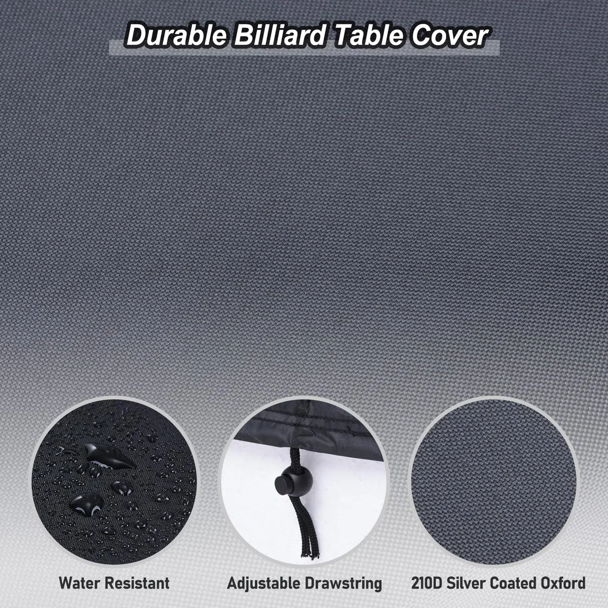 Patikil 7 Pies Billar Pool Mesa Cubierta, Impermeable Exterior Interior 210D Poliéster Polvo Prueba, Negro