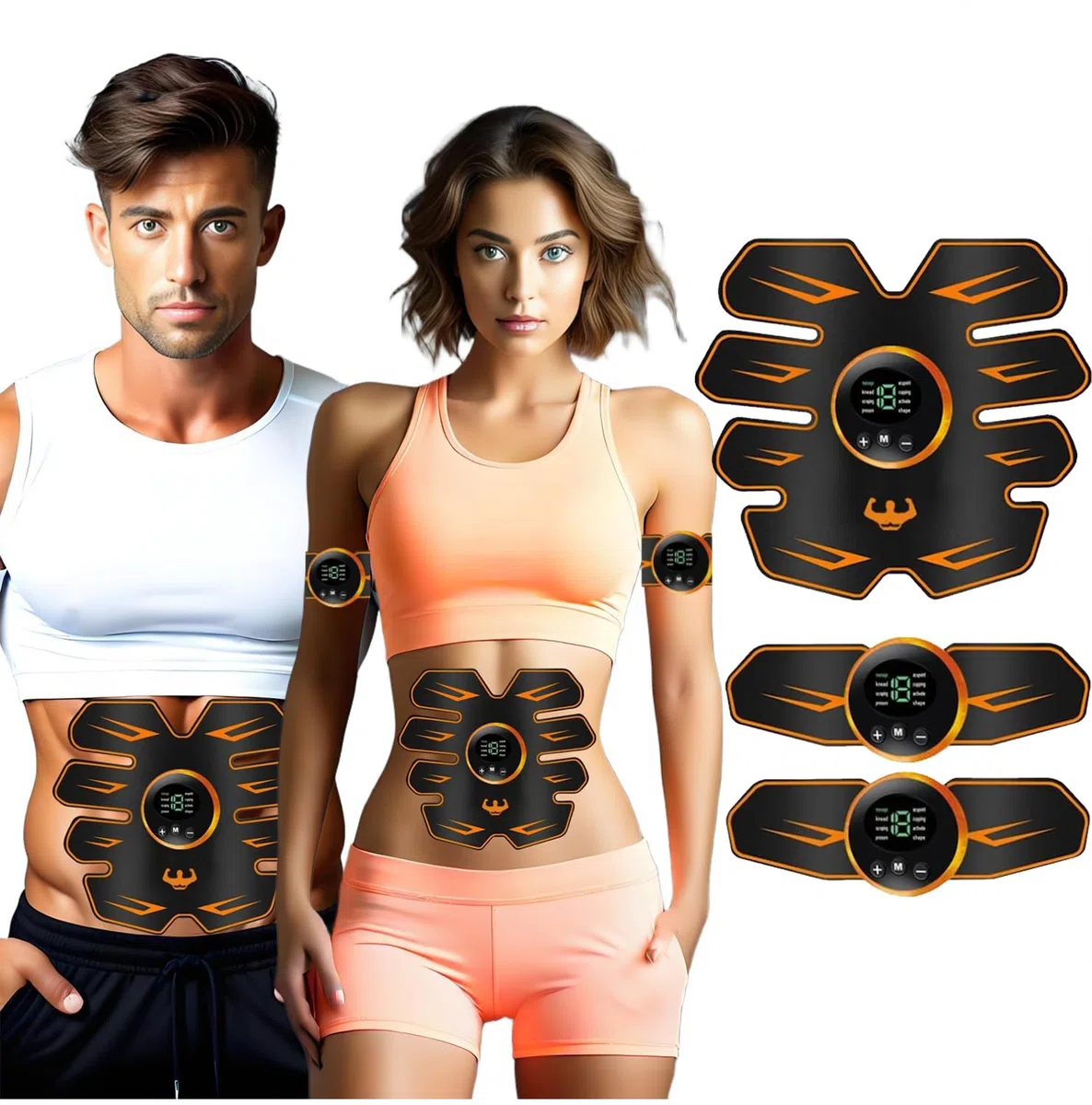 WUGEIN Interior y Exterior EMS Electroestimulador Muscular,USB Recargable para Hombres Mujeres,8 Modos Entrenamiento Abdominal Entrenador,Muscular para Bdomen/Brazo/Piernas/Glúteos