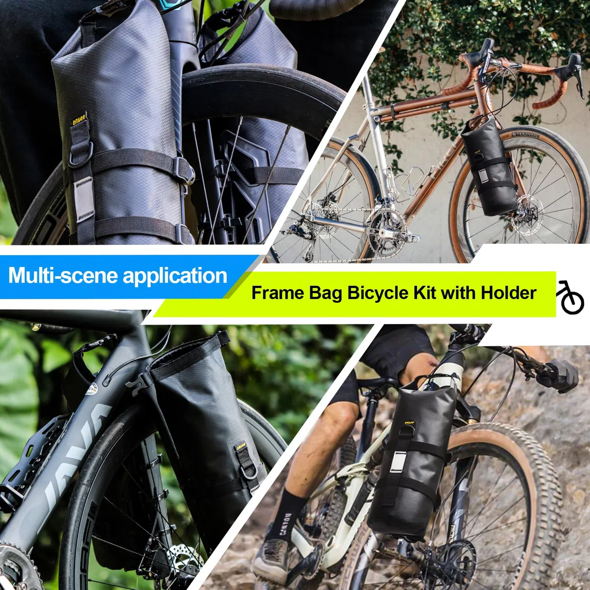 4,5L 2 Piezas Bolsas Horquilla Bicicleta Impermeable Bolsa Rueda Delantera Bolsa Herramientas Bicicleta Cuadro con Soporte Portaequipajes para MTB Carretera Accesorios