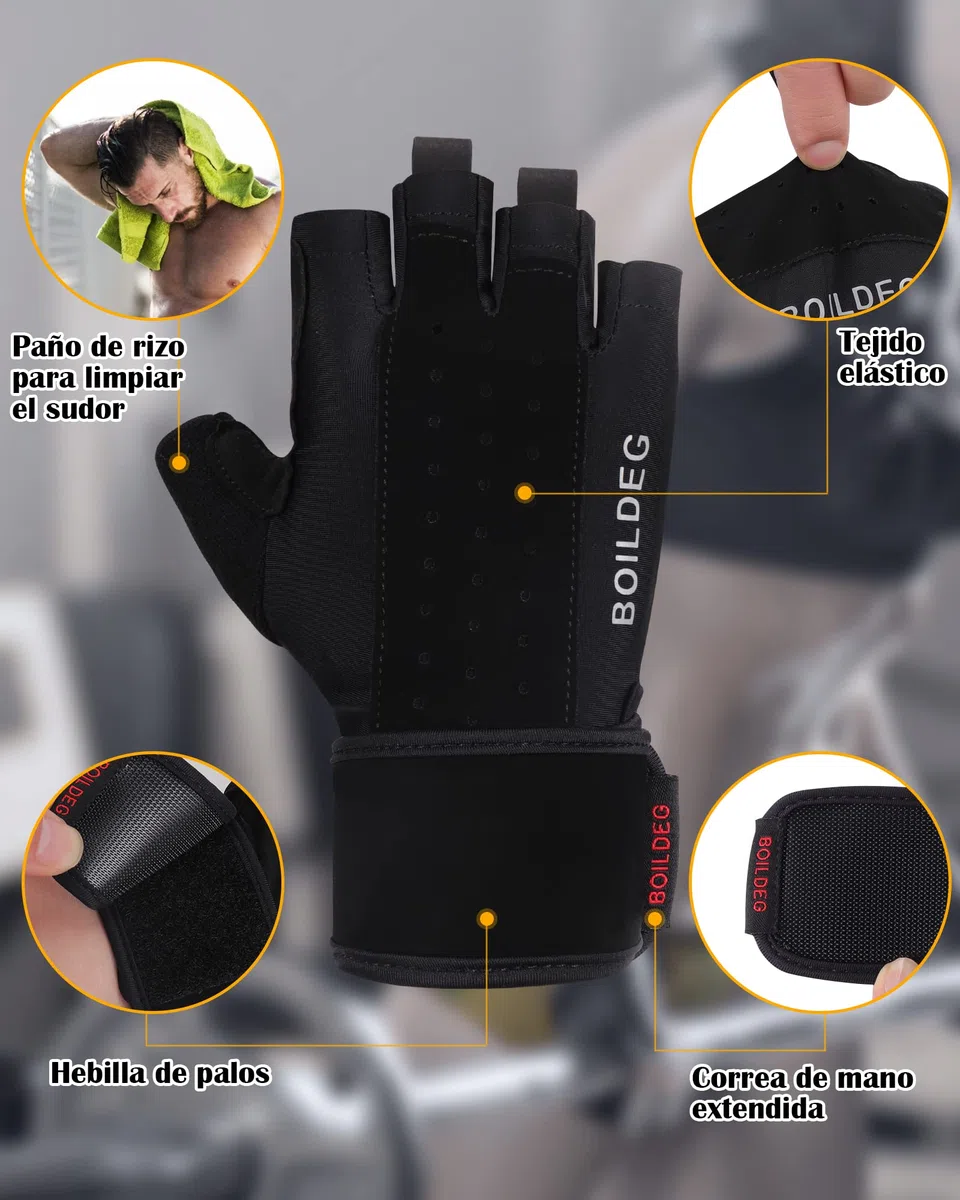 Guantes Gimnasio Hombre Mujer,Guantes Pesas Gym Guantes Fitness Transpirable con Protección Completa de Muñeca y Palma para Crossfit Levantamiento de Pesas Musculación