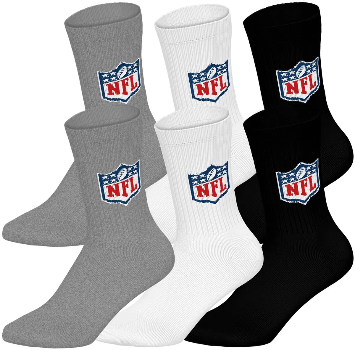 NFL Unisex Shield 6pk Crew Socks Sports socks (pack of 6)