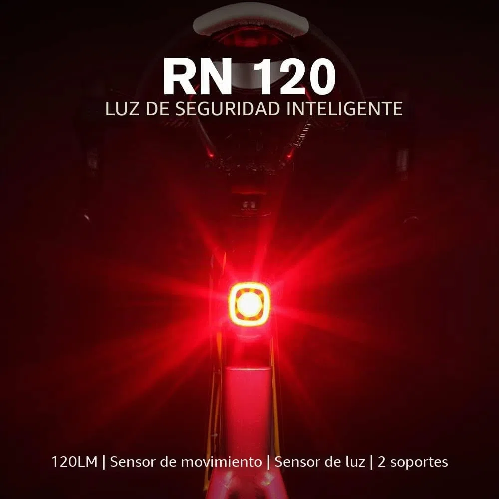 OLIGHT RN 120C LED Linterna de Bici Trasera Inteligente para Bicicleta con Sensor de Movimiento Integrado Recargable Batería Incluida Carga USB 120 Lúmenes MAX. IPX6 Negro