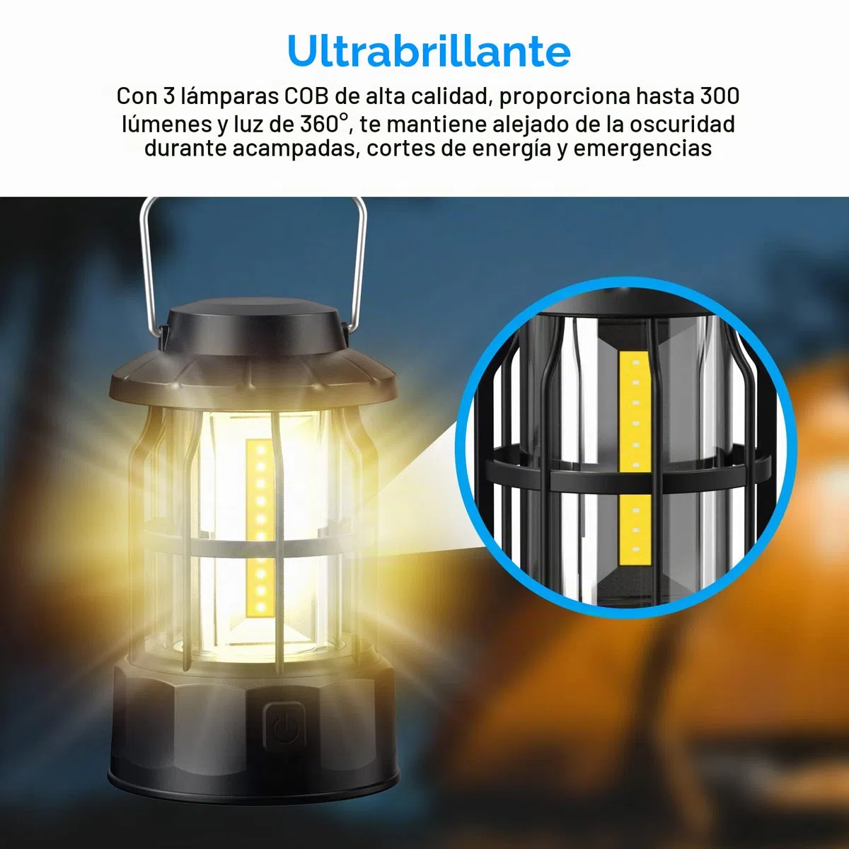 Linterna de Camping, 2 Piezas Lámpara de Camping LED a Pilas, Farol Camping 3 Modos Luz de Emergencia, Luz de Carpa IPX4 Resistente al Agua para Acampar Caminar Pescar Cortes de Energía y Más