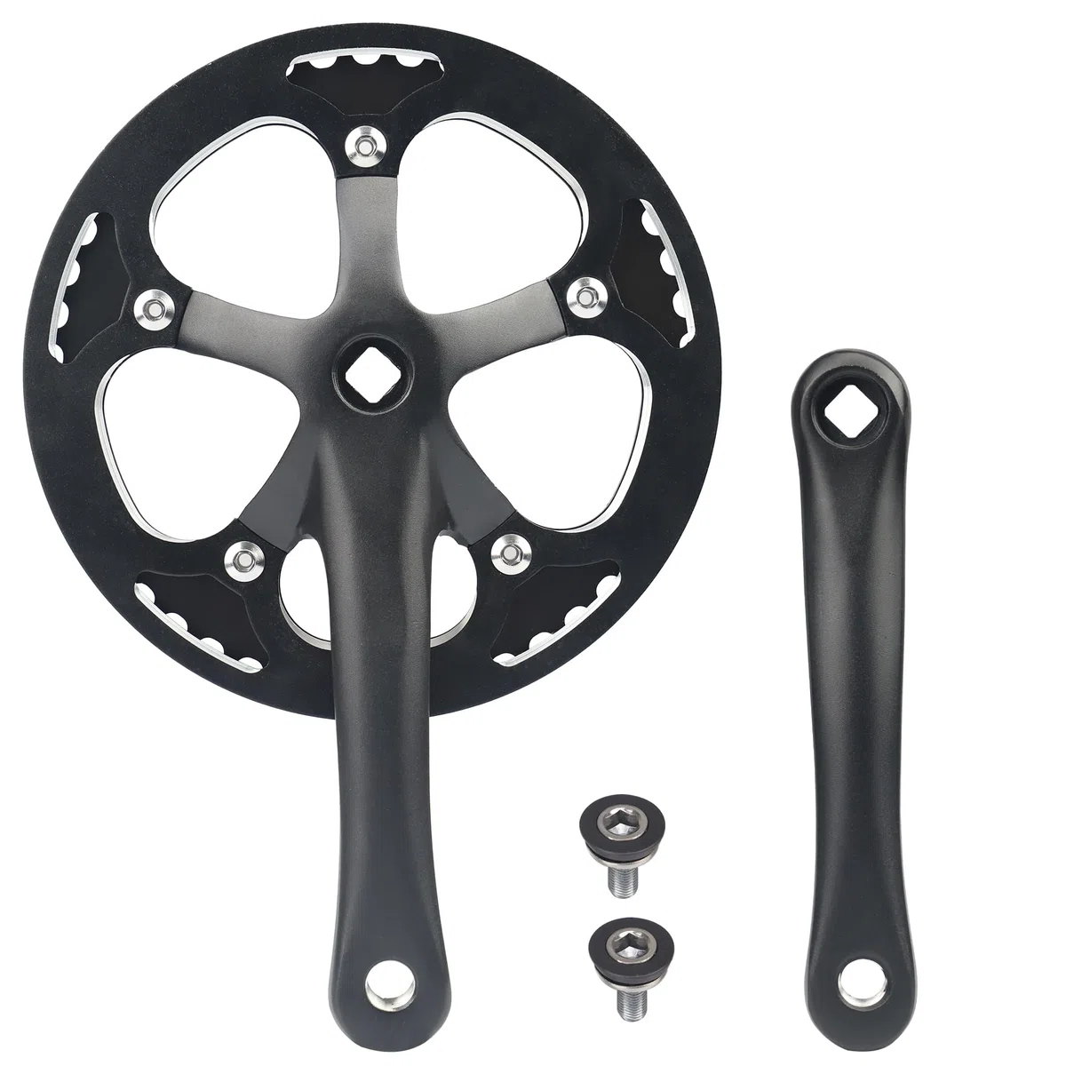 MEGHNA Singel Speed Bicycle Crankset 38T/46T/48T Bicycle Crankset 170mm Bicycle Bicycle Bielas Bielas de aluminio, bielas de cadena MTB/Citybike/bicicleta de ciudad/bicicleta de mujer/bicicleta