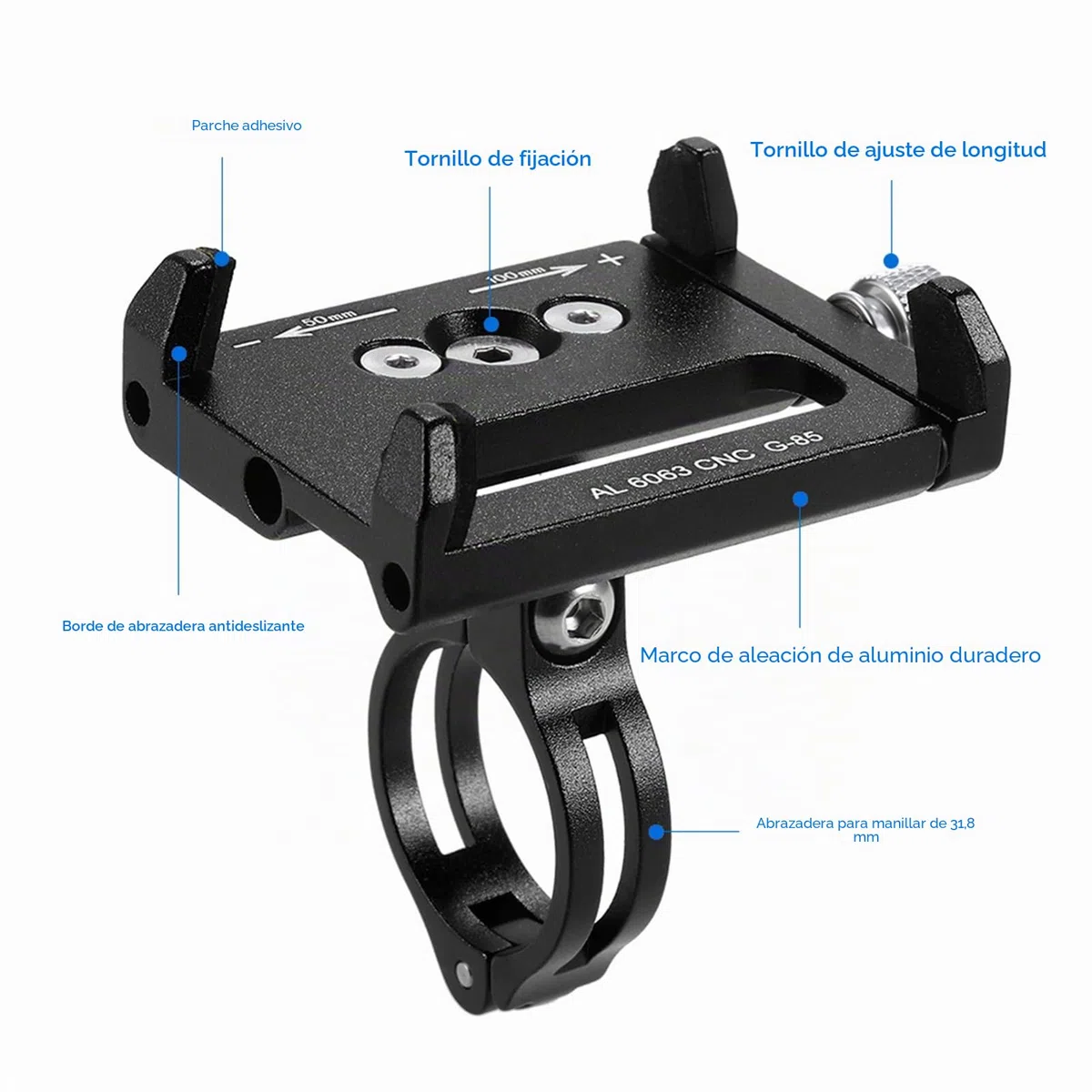 Lixada Universal Soporte de Teléfono Ajustable de la Bicicleta de Soporte GPS Bracket Cradle Clamp para Bicicleta de Montaña (Negro)