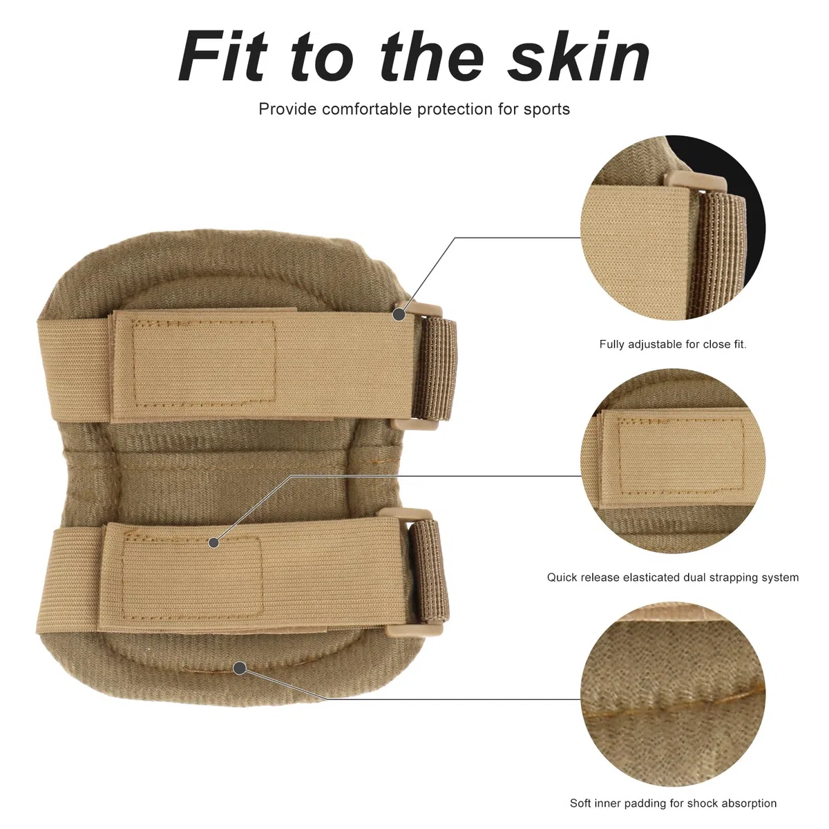 Rodilleras y coderas duras almohadilladas para combate táctico militar duro. Almohadillas de protección para seguridad en deportes de Ever Fairy., color caqui, tamaño Tamaño libre