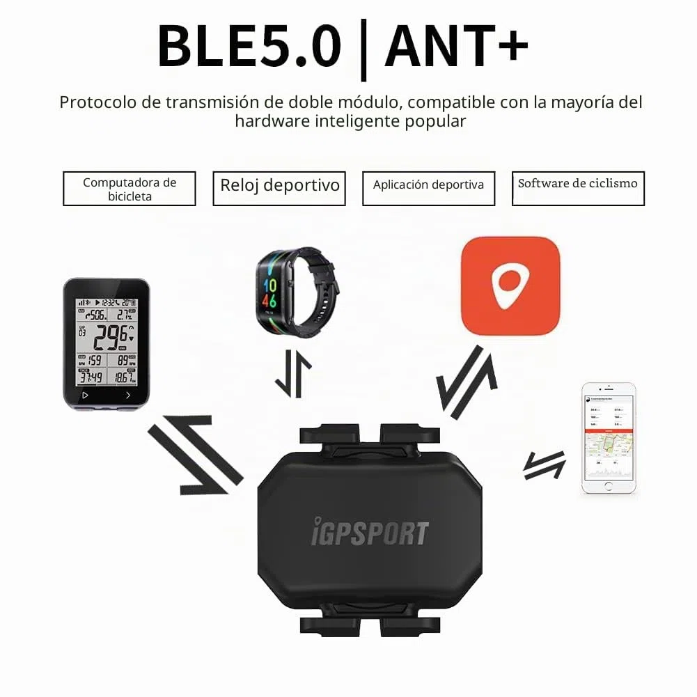 Sensor de Velocidad y Sensor de Cadencia Módulo Dual Bluetooth y Ant + Compatible con Ciclocomputadores GPS Garmin, Bryton, Sigma
