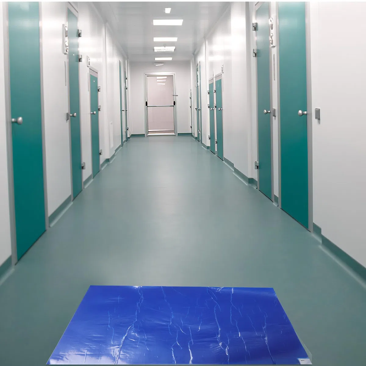 Alfombrilla Adhesiva Azul 60 Hojas de Polietileno, Ligera y Mejora el Agarre en Suelos de Gimnasio para Limpieza de Suelas de Zapatillas de Baloncesto