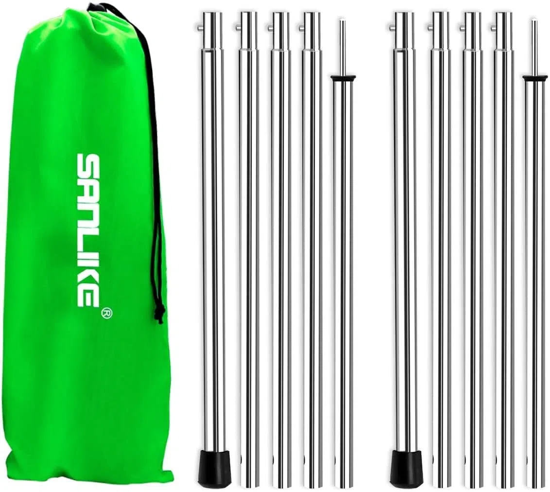 SAN LIKE Varillas Tienda Campaña, Barra Telescópica para Tiendas de Campaña o Toldo Ajustable Postes de Lona de Toldo Camping Carpas, Plegables Palos de Tiendas de Campaña, Postes Metalicos de Soporte