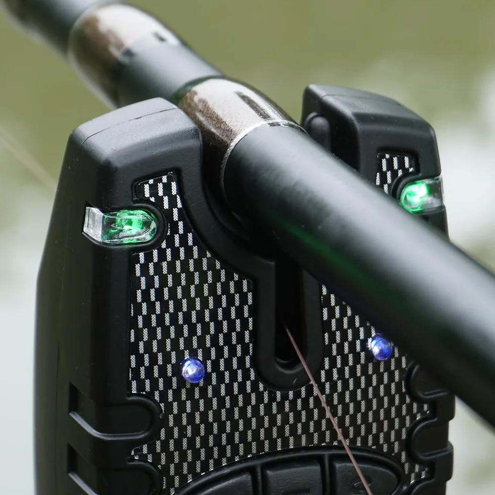 Hirisi Tackle Juego de alarma de mordida de pesca de carpas y swinger, resistente al agua, LED azul