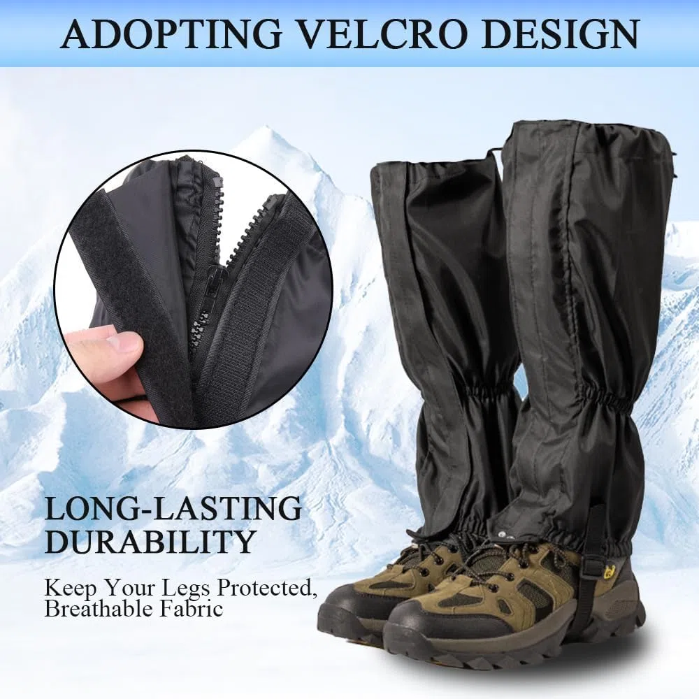 Polainas Impermeable de Senderismo Polainas Ajustables para Botas de Nieve para Montañismo Tejido de Nylon de Calidad 210d Impermeable y Antidesgarro