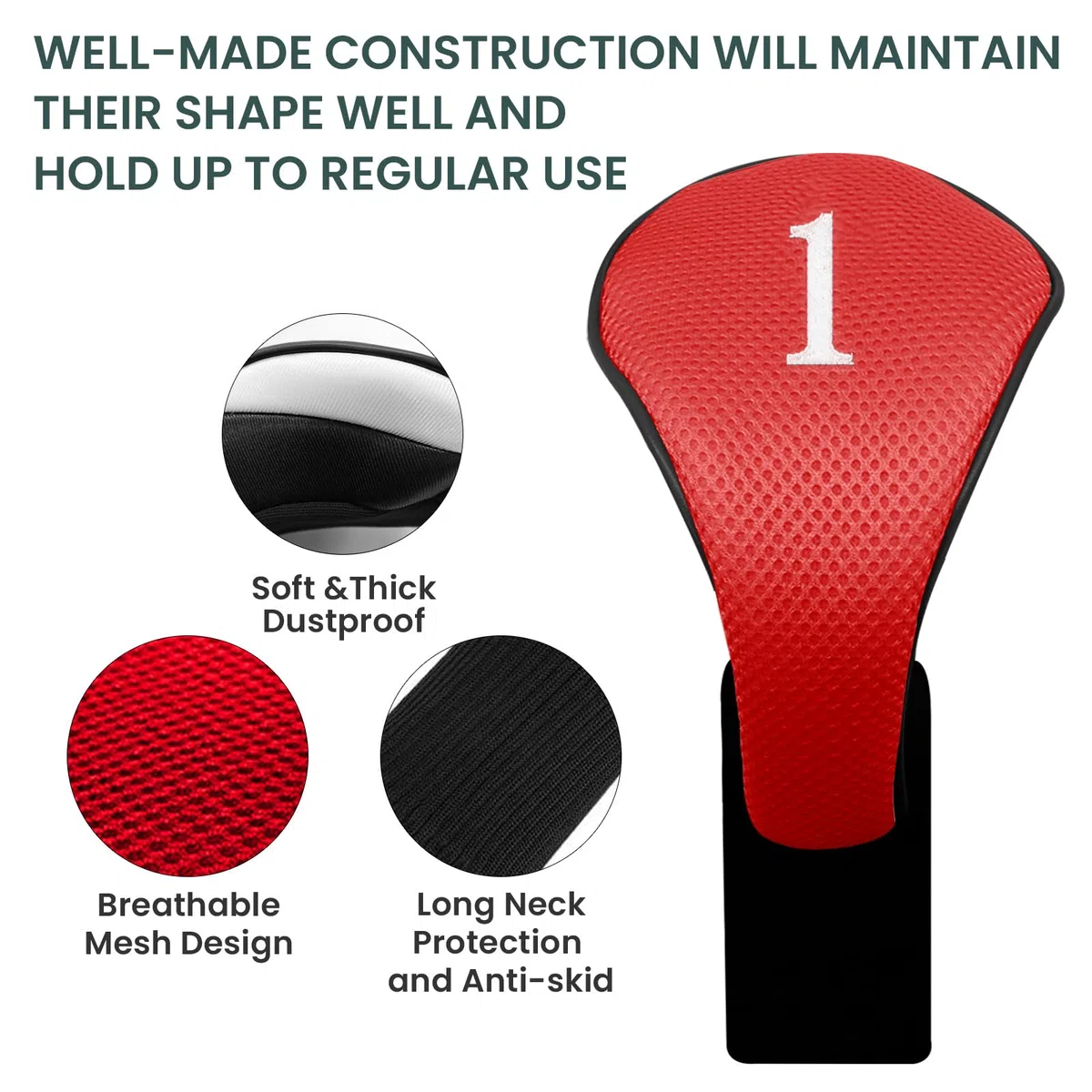 FINGER TEN Fundas para cabeza de palo de golf para palo de golf, cubierta larga, híbrida, Fairway, fundas para cabeza con etiqueta intercambiable con número de etiqueta intercambiable, ajuste