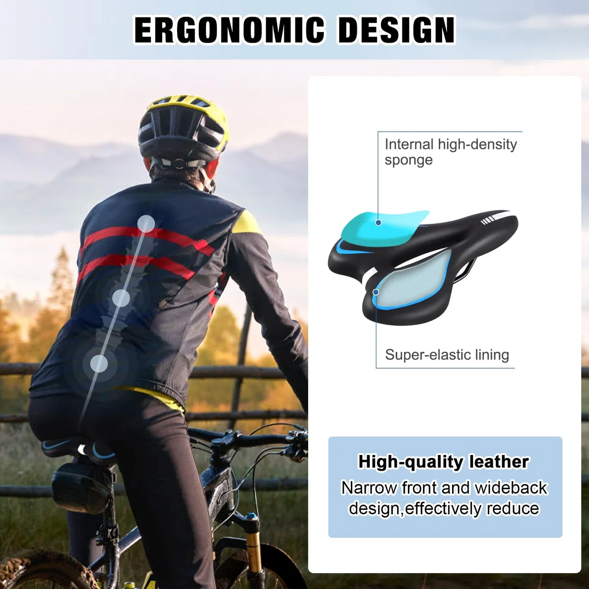 ENJOHOS Sillín de Ciclismo, Asiento de Bicicleta Sillín de Asiento de Bicicleta de Gel Cómodo Silla de Montar