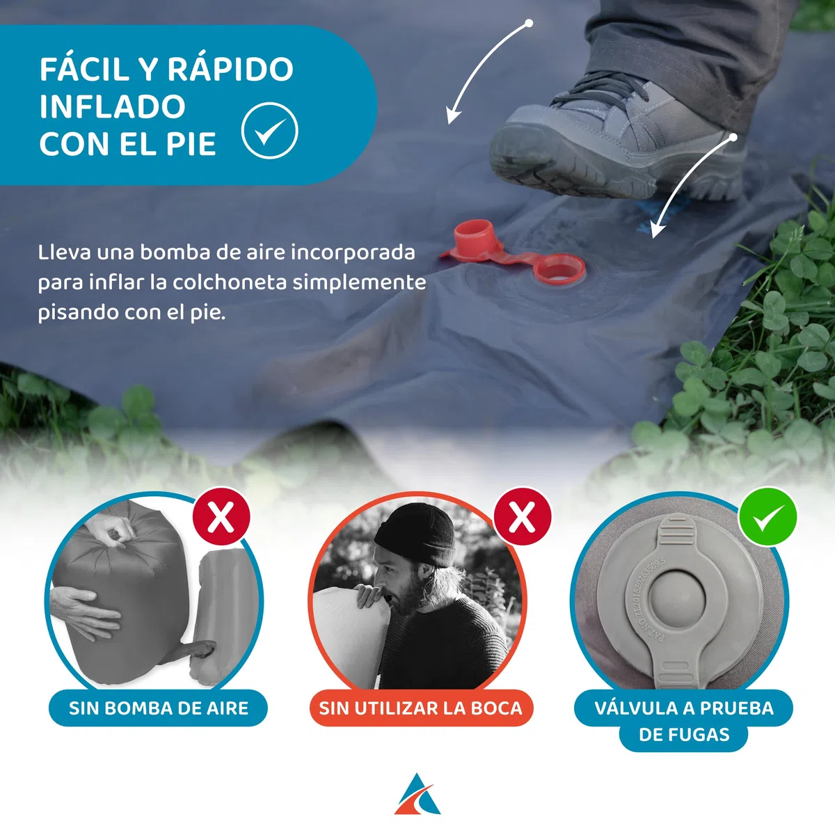 Esterilla Camping Convertible en Asiento - Colchoneta Autoinflable con Almohada - Colchoneta para Dormir