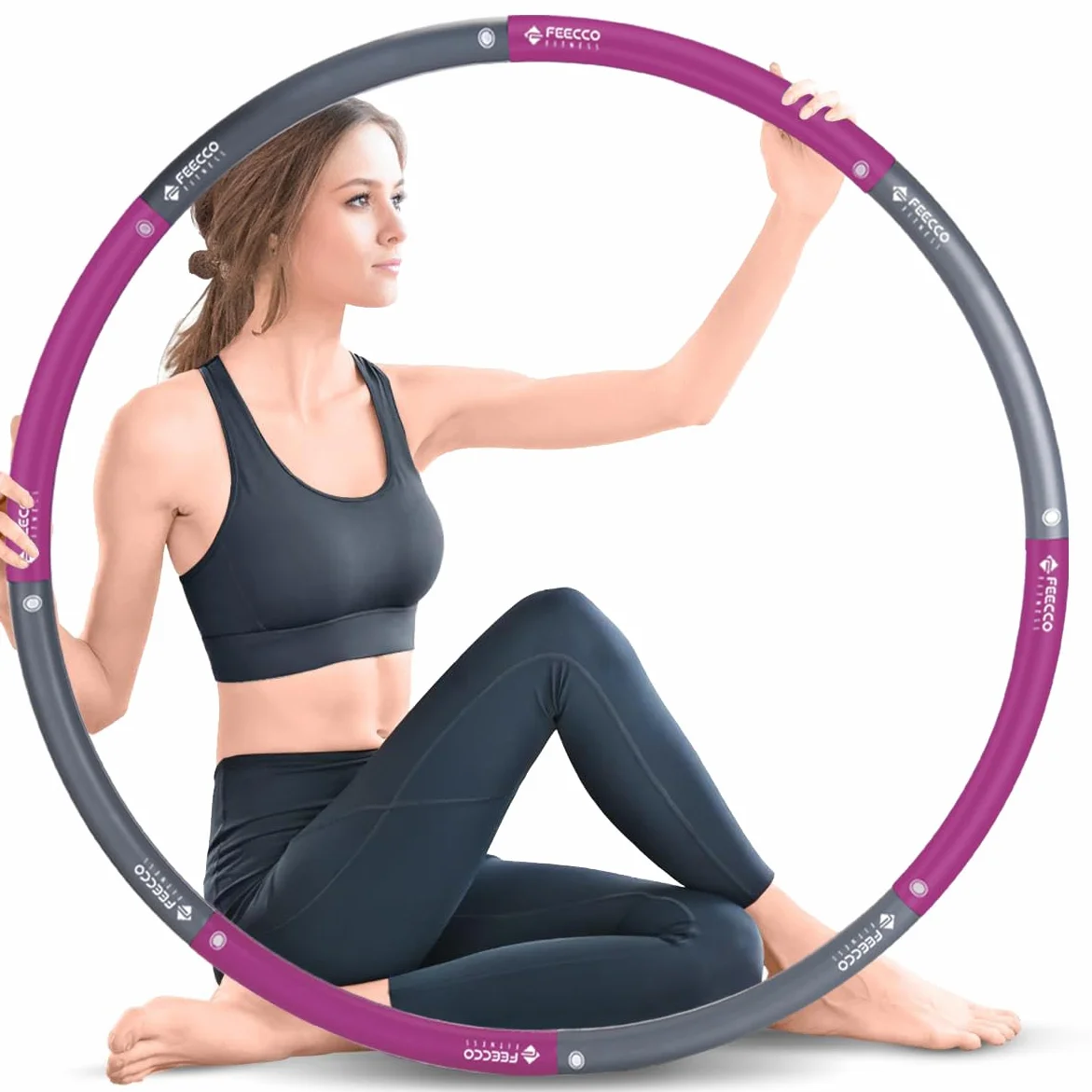 FEECCO Hula Hoop para Adultos - aro Hula Hoop para Adelgazar - Opciones de Peso de 1 a 2,3 kg