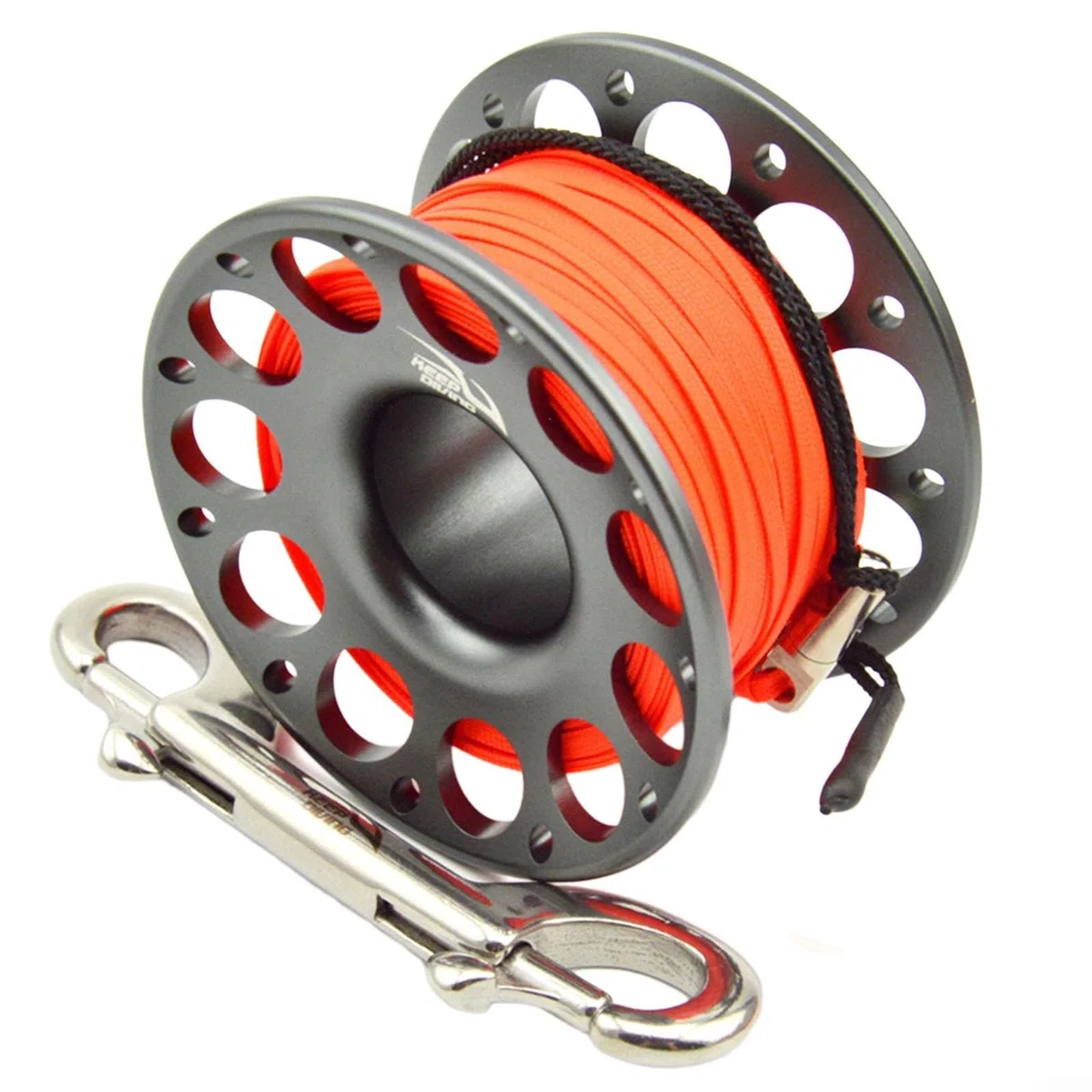 HpLive Carrete de Buceo de 30 m - Aleación de Aluminio y Acero Inoxidable Con Doble Gancho para Suministros de Buceo y Esnórquel Bajo el Agua