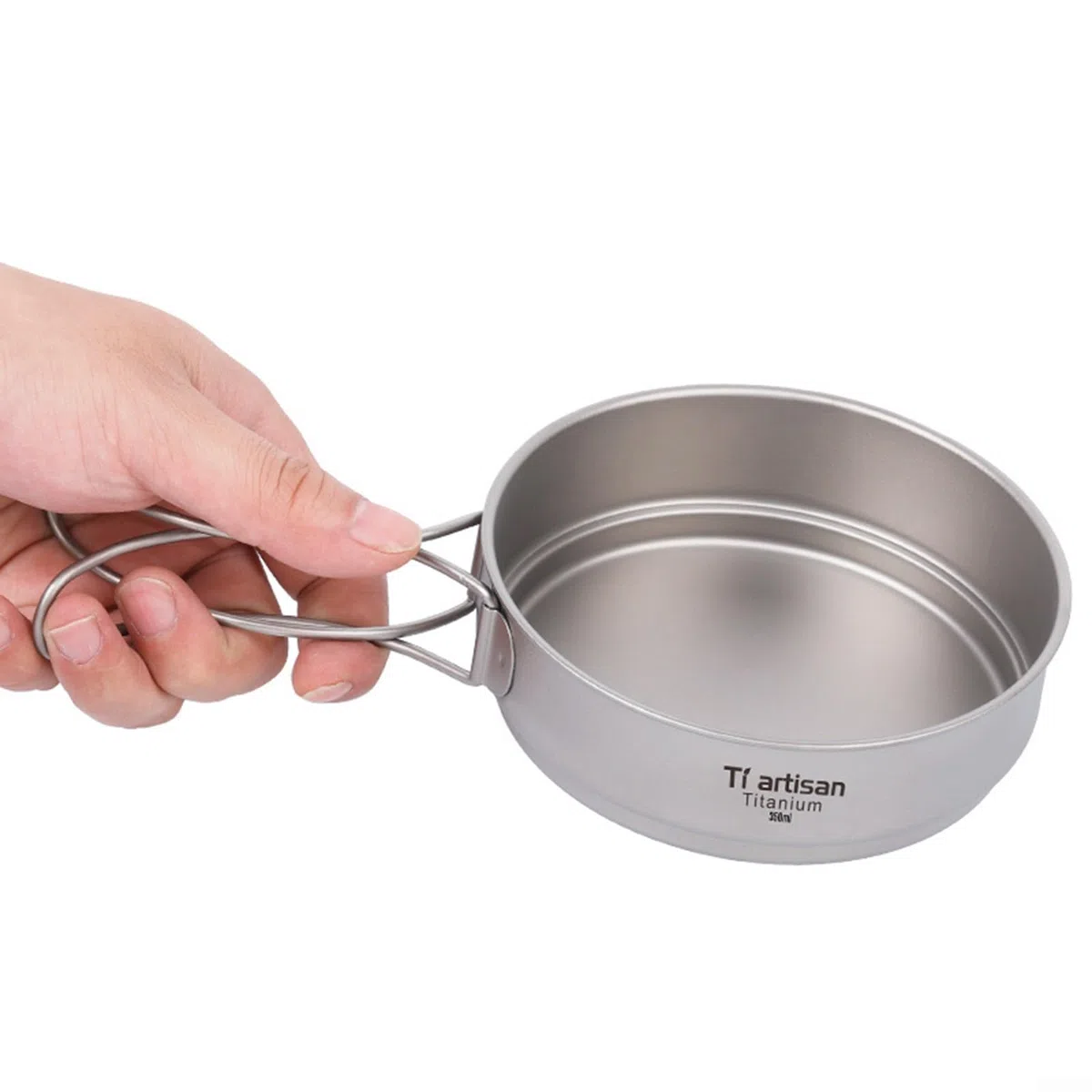 Sartén de titanio para camping, sartén de titanio con asas plegables para senderismo, mochileros (500 ml 2)