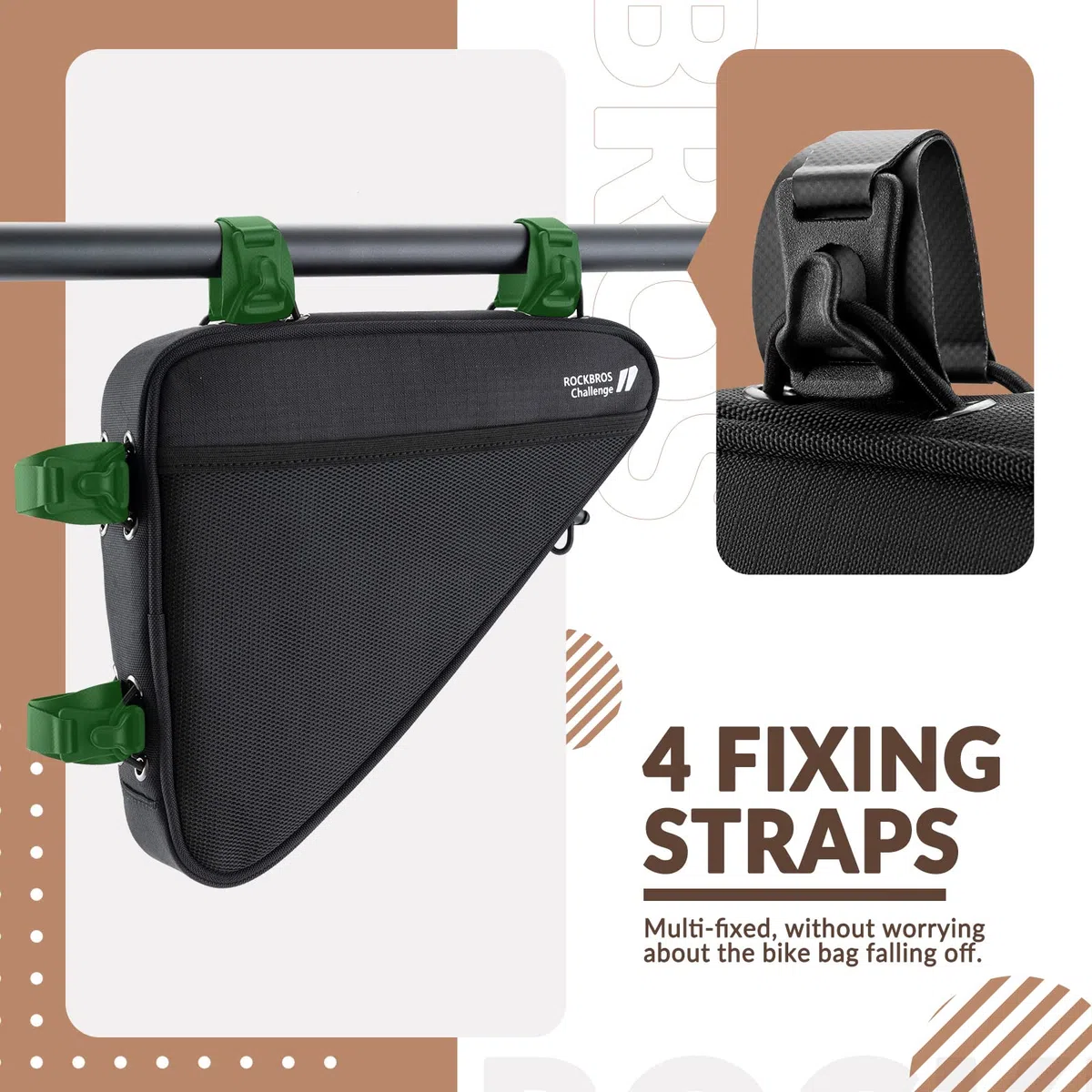 ROCKBROS Bolsa Triangular Bicicleta para Cuadro, Bolsa de Almacenamiento para Tubo Reflectante Gran Capacidad para MTB Bicicleta de Carretera