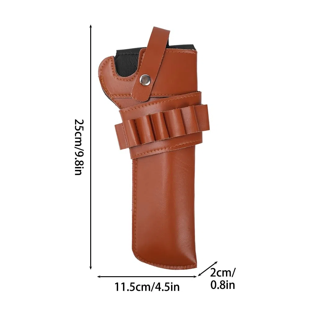 Funda para revólver, Funda para Pistola Western Cowboy, Funda de Cuero Ajustable con Bolsillo para Cartuchos para Caza al Aire Libre