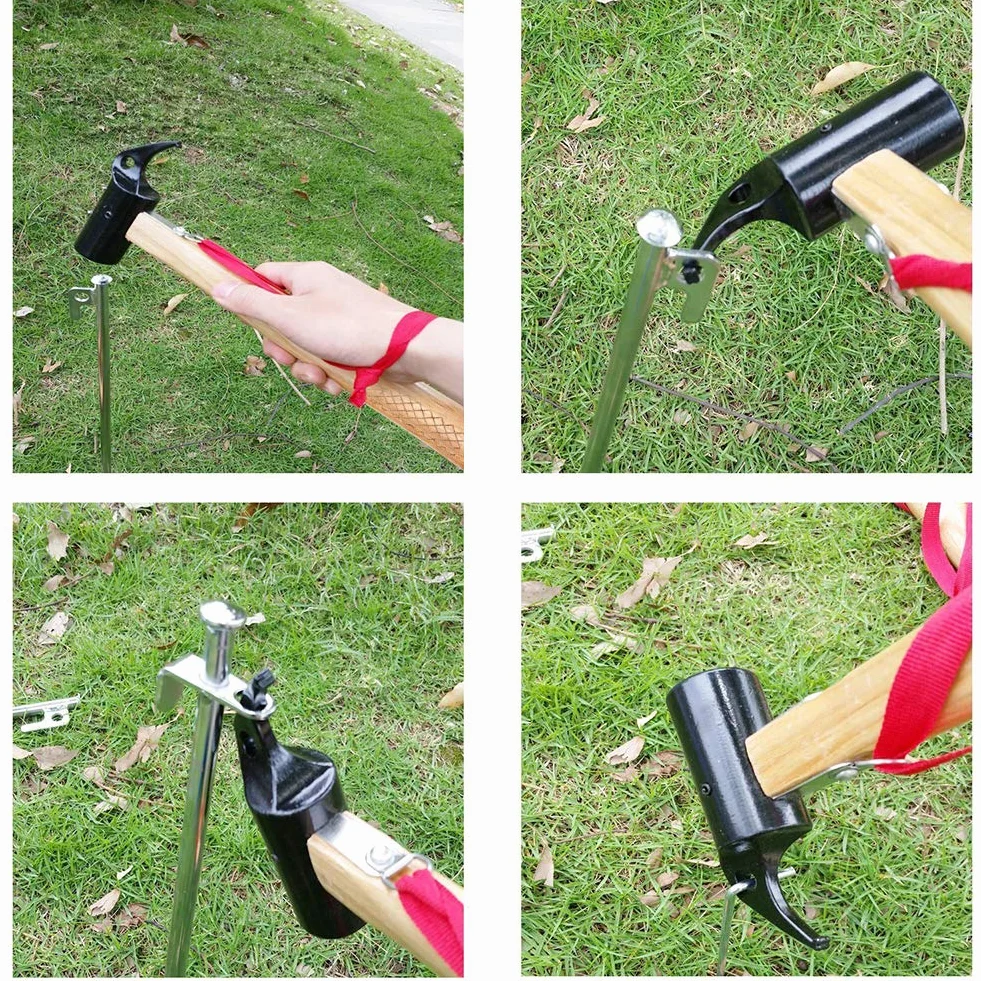 Martillo para Tienda, Martillo para Tienda de Campaña al Aire Libre, Martillo Multifunción, con Cuerda y Bolsa de Almacenamiento